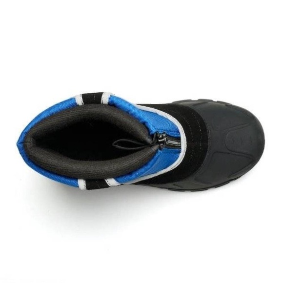 Boys Winter Snow Boots Kids 1 Itasca Black Blue Waterproof Zip Removeable Liner - Picture 3 of 5
